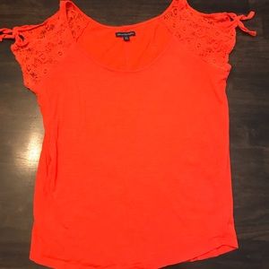 Lace sleeve cold shoulder top